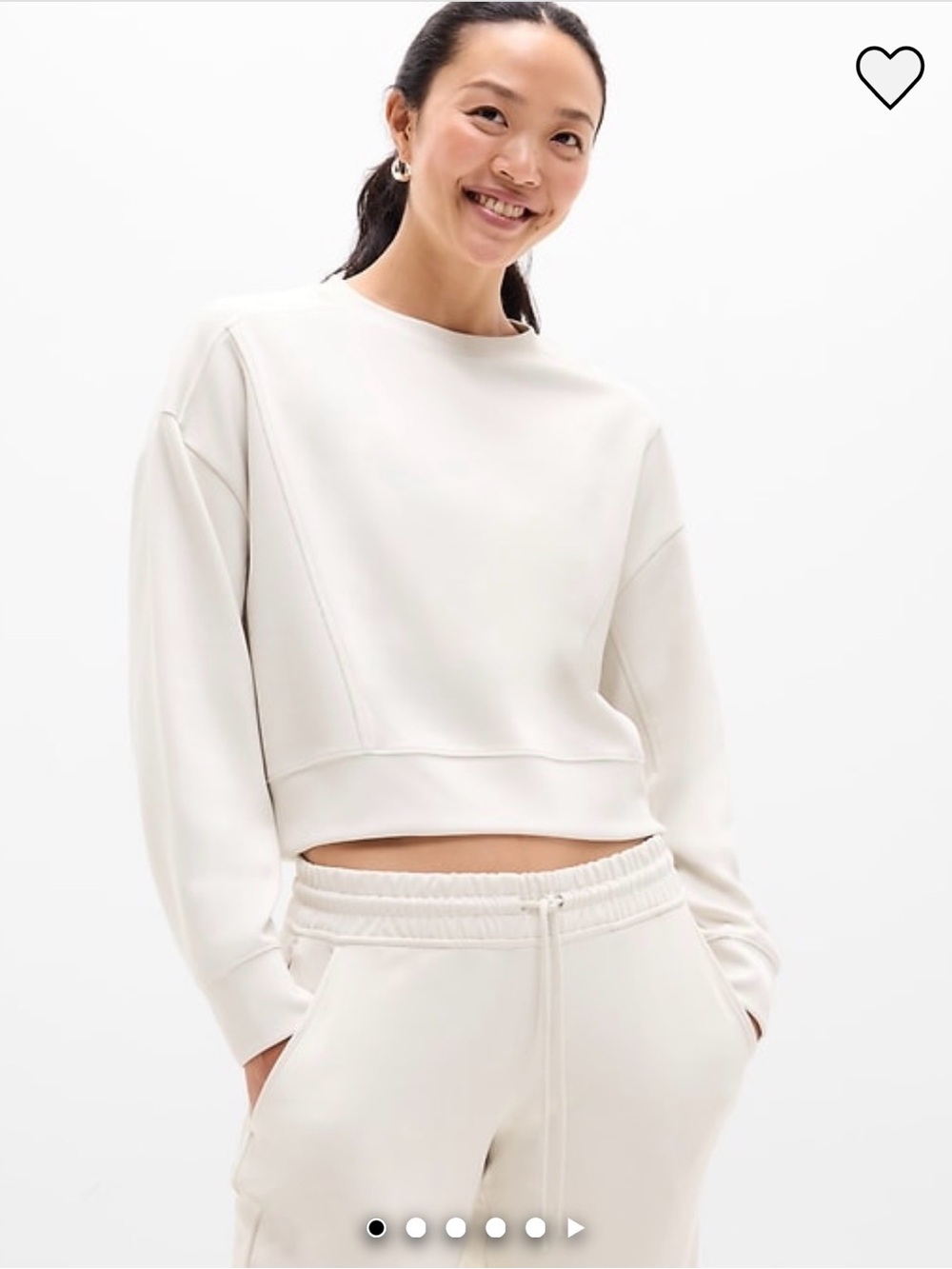 Athleta Seasoft Ribbed crewneck sweatshirt in bone size L